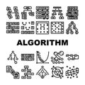 sorting algorithm data filter icons set vector