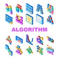 sorting algorithm data filter icons set vector