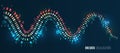 Sorting data. Vector Waves technology background. Abstract stream information with lines array and binary code. Filtering machine Royalty Free Stock Photo