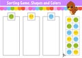 Sorting game. Shapes and colors. Cut and glue. Education developing worksheet. Game for kids. Color activity page. Puzzle for Royalty Free Stock Photo