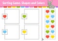 Sorting game. Shapes and colors. Cut and glue. Education developing worksheet. Game for kids. Color activity page. Puzzle for Royalty Free Stock Photo