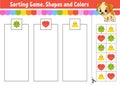 Sorting game. Shapes and colors. Cut and glue. Education developing worksheet. Game for kids. Color activity page. Puzzle for Royalty Free Stock Photo