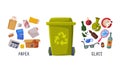 Sorting Garbage with Dustbin and Recycle Trash Object Vector Set Royalty Free Stock Photo