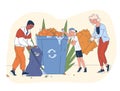 Sorting garbage people vector simple Royalty Free Stock Photo