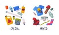 Sorting Garbage with Recycle Trash Object Vector Set Royalty Free Stock Photo