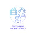 Sorting and packing robots blue gradient concept icon