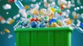 Sorting Recyclable Materials into Colorful Bins. Royalty Free Stock Photo