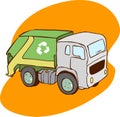 Sorting, transporting process of garbage, trash can. Vector illustration. Royalty Free Stock Photo
