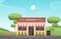 Showcase Bakery Shop Food Store Facade Street Cartoon Illustration Royalty Free Stock Photo