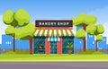 Showcase Bakery Shop Food Store Facade Street Cartoon Illustration Royalty Free Stock Photo