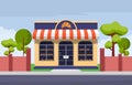 Showcase Bakery Shop Food Store Facade Street Cartoon Illustration Royalty Free Stock Photo