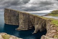 Sorvagsvatn lake over the ocean spectacular panorama, Faroe Islands Royalty Free Stock Photo