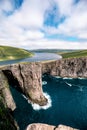 Sorvagsvatn, Leitisvatn lake hanging over the Atlantic Ocean, Faroe