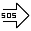 Sos arrow icon outline vector. Emergency call