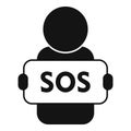 Sos banner icon simple vector. Person need help