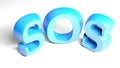 SOS blue write isolated on white background - 3D rendering illustration