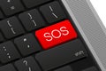 SOS button. Computer Keyboard. Word on pc computer keyboard. Vector illustration. Royalty Free Stock Photo