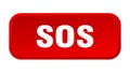 sos button. sos square 3d push button. Royalty Free Stock Photo