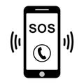 Sos call icon phone, vector sos call help phone sign Royalty Free Stock Photo