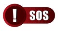 SOS emergency button. Distress call symbol. Red alert sign. Vector help icon. Royalty Free Stock Photo