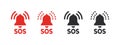 SOS Emergency icons. SOS bell icons. Help service sign. Vector scalable graphics