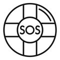 Sos help icon outline vector. Engine safety help