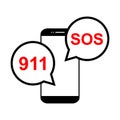 SOS help icon, safety support alert flat design, save vector illustration Royalty Free Stock Photo