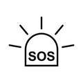 SOS help icon, safety support alert flat design, save vector illustration Royalty Free Stock Photo