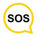 SOS help icon, safety support alert flat design, save vector illustration Royalty Free Stock Photo