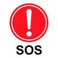 SOS help icon, safety support alert flat design, save vector illustration Royalty Free Stock Photo
