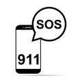 SOS help shadow icon, safety support alert design, save vector illustration