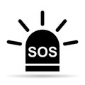 SOS help shadow icon, safety support alert design, save vector illustration