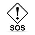 SOS help shadow icon, safety support alert design, save vector illustration