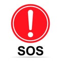 SOS help shadow icon, safety support alert design, save vector illustration Royalty Free Stock Photo