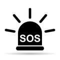 SOS help shadow icon, safety support alert design, save vector illustration Royalty Free Stock Photo