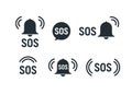 Sos icon emergency alarm button. SOS sign symbol lifebuoy rescue isolated marker Royalty Free Stock Photo