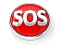 SOS icon on glossy red round button Royalty Free Stock Photo