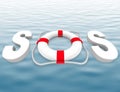 SOS - Life Preserver on Water Surface Royalty Free Stock Photo