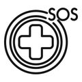 Sos medical help icon outline vector. Protection danger