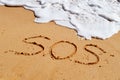 SOS help message in the sand Royalty Free Stock Photo