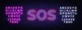 Sos neon text vector design template. Sos neon sign, light banner design element colorful modern design trend, night Royalty Free Stock Photo