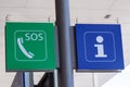 SOS phone and information sign Royalty Free Stock Photo