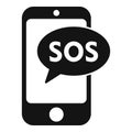 Sos phone signal icon simple vector. Rescue protection