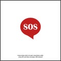 Sos pin marker on transparent background. Speech vector icon boubble SoS on white isolated background