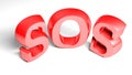 SOS red write isolated on white background - 3D rendering illustration