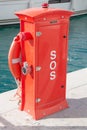 SOS , Safeguards at Harbour Royalty Free Stock Photo