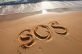 Sos sand beach. Generate Ai Royalty Free Stock Photo