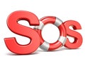 SOS sign with lifebuoy 3D Royalty Free Stock Photo