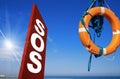 SOS Sign Lifebuoy Sea and Blue Sky Royalty Free Stock Photo