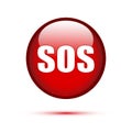 SOS text on red button Royalty Free Stock Photo
